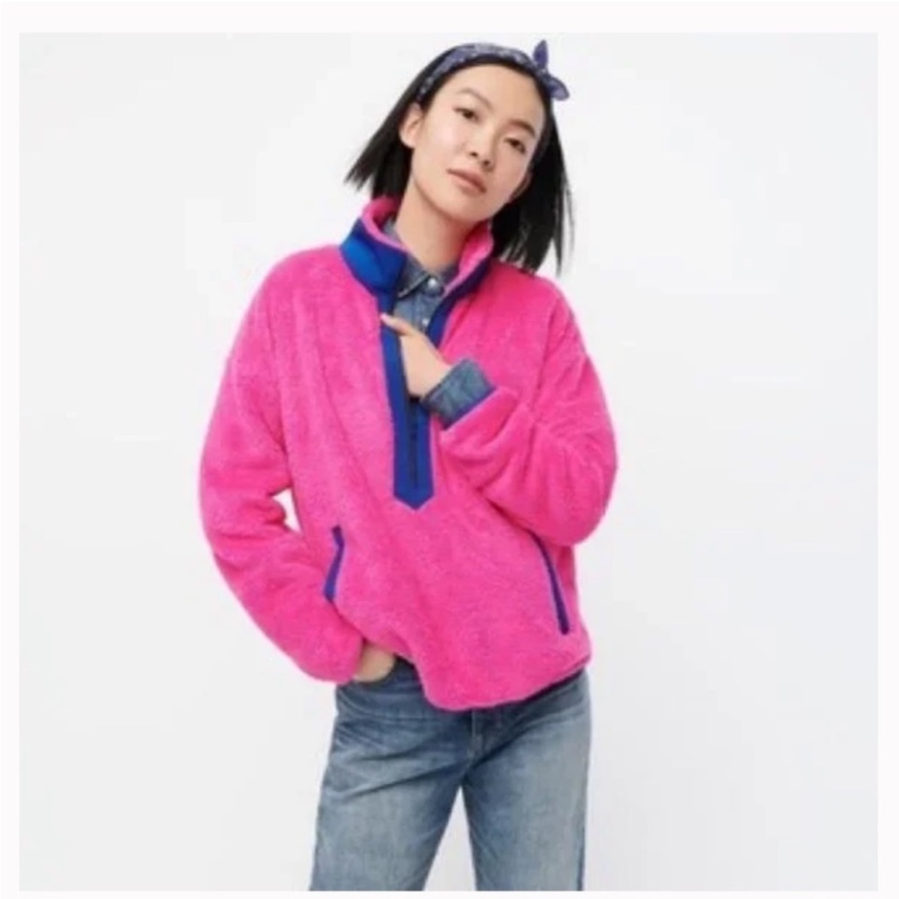 J Crew Hot Pink Fleece Pullover